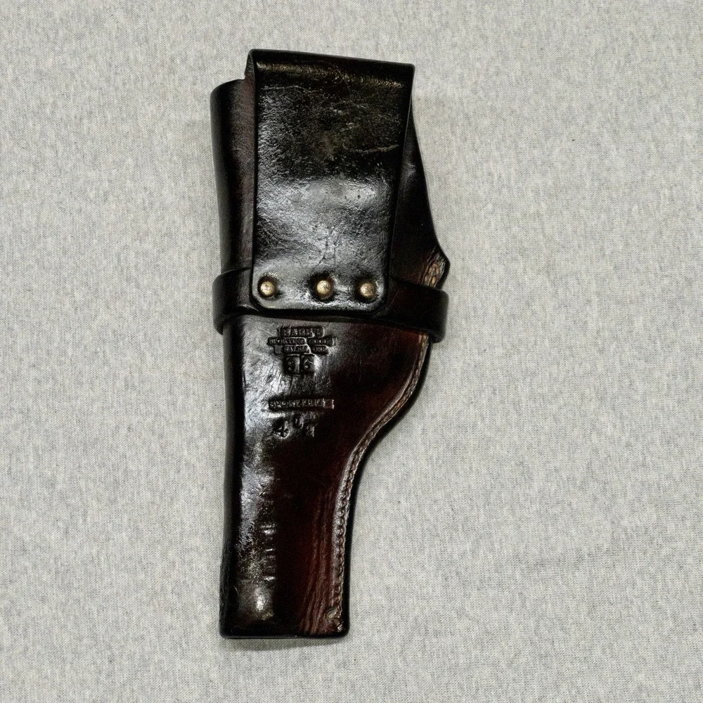 Vtg Sport King 4.5 Leather Holster Barbs Sporting Goods Oregon Snap‎ Front
